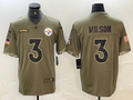 Men's Pittsburgh Steelers Russell Wilson #3 Olive 2022 Salute To Service Limited Jerseys