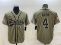 Men's Las Vegas Raiders Derek Carr #4 Olive 2022 Salute To Service Limited Jerseys Joint Edition