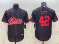 Men's San Francisco 49ers Ronnie Lott #42 Black Player Jerseys Joint Edition