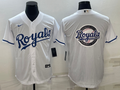 Men's Kansas City Royals White Alternate Replica Team Logo Jerseys