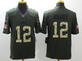 Men's New England Patriots Tom Brady #12 Army Green Game Jerseys