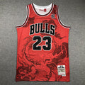 Men's Chicago Bulls Michael Jordan #23 Red Year of Dragon Edition Swingman Jerseys