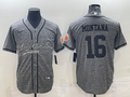 Men's San Francisco 49ers Joe Montana #16 Grey Game Jerseys Joint Edition