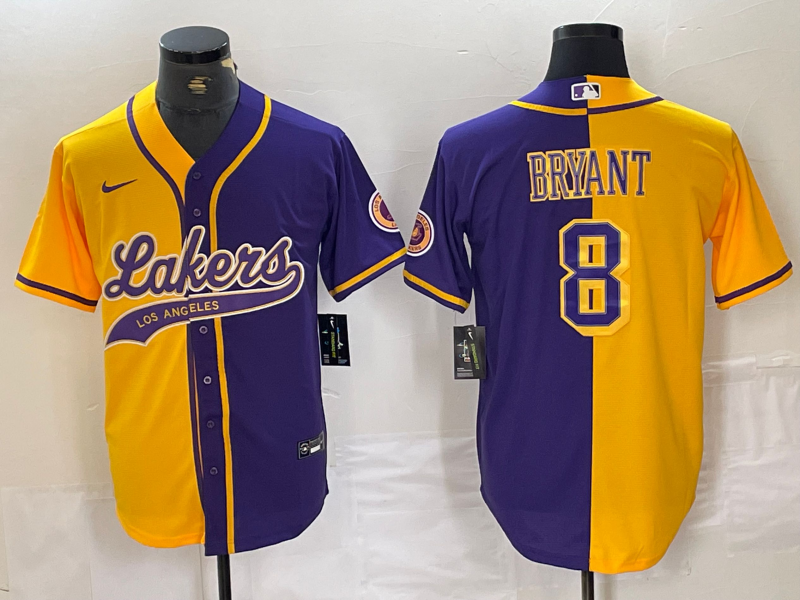 Men's Los Angeles Lakers Kobe Bryant #8 Yellow/Purple Replica Player Jersey