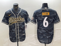 Men's Pittsburgh Steelers Patrick Queen #6 Grey Camouflage Player Jerseys Joint Edition