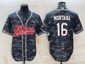 Men's San Francisco 49ers Joe Montana #16 Grey Camouflage Game Jerseys Joint Edition
