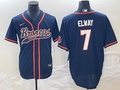 Men's Denver Broncos John Elway #7 Navy Game Jerseys Joint Edition