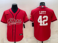 Men's San Francisco 49ers Ronnie Lott #42 Red Game Jerseys Joint Edition