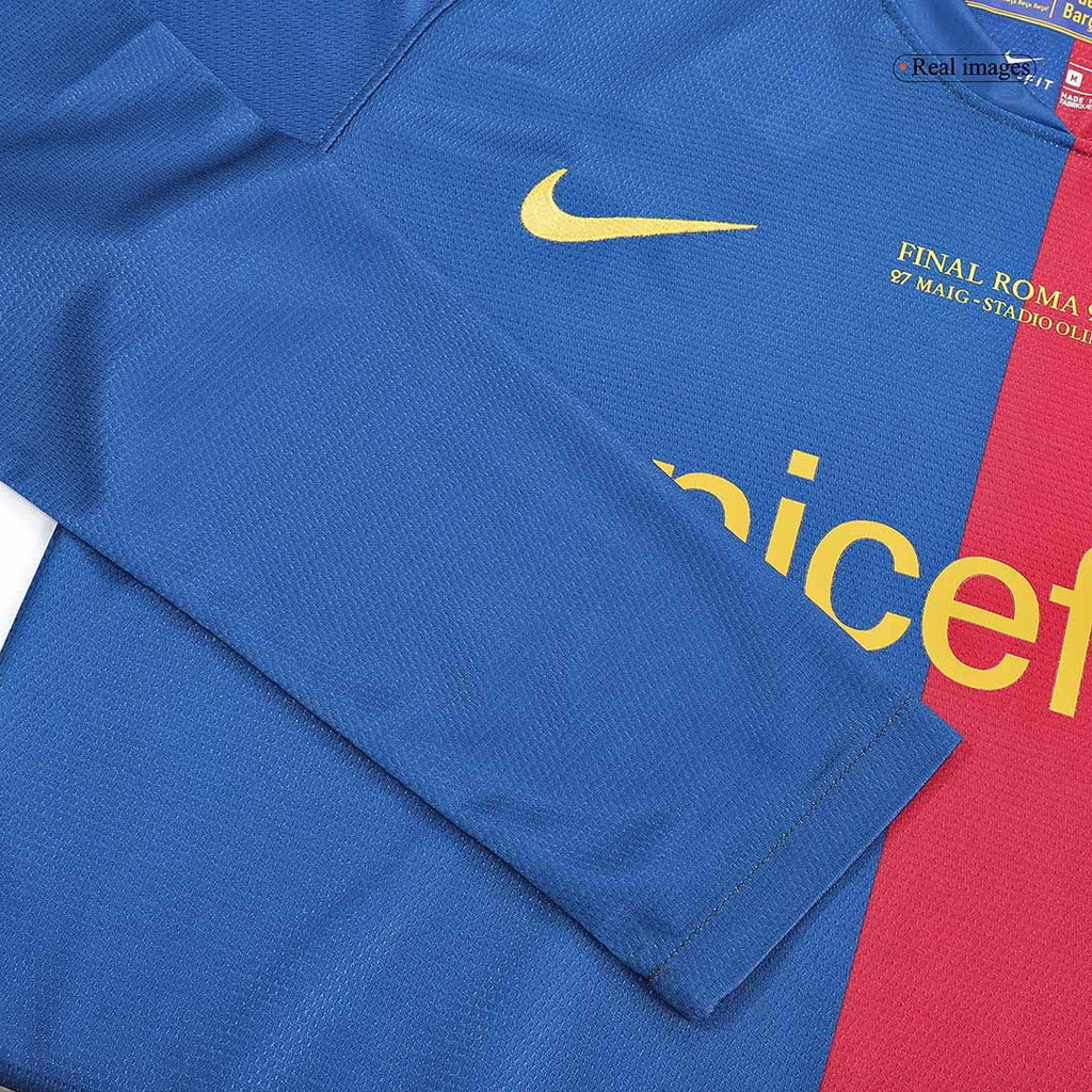 Retro MESSI #10 2008/09 Barcelona Home Long Sleeve Soccer Jersey - UCL Final
