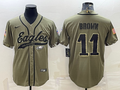 Men's Philadelphia Eagles A.J. Brown #11 Olive 2022 Salute To Service Limited Jerseys Joint Edition