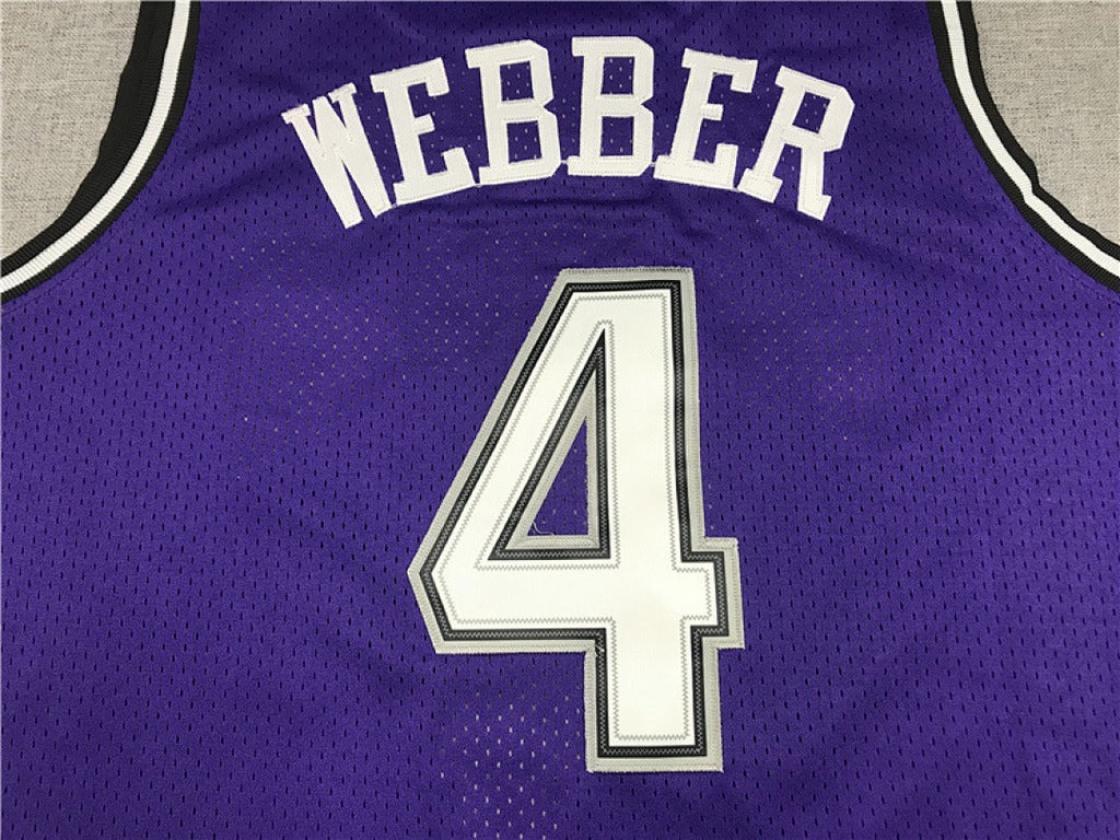 Sacramento Kings Webber #4 NBA Retro Embroidered Jersey – Sizes S-XXXL