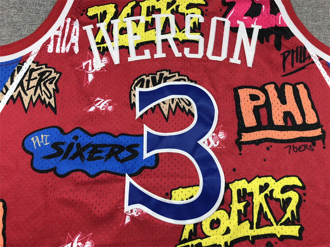 Philadelphia 76ers Allen Iverson #3 NBA Retro Embroidered Jersey – Sizes S-XXXL