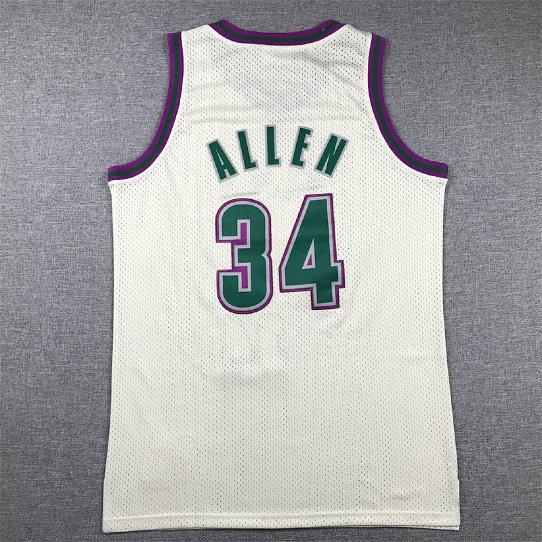 Milwaukee Bucks #34 Ray Allen Retro NBA Jersey – Sizes S–XXXL