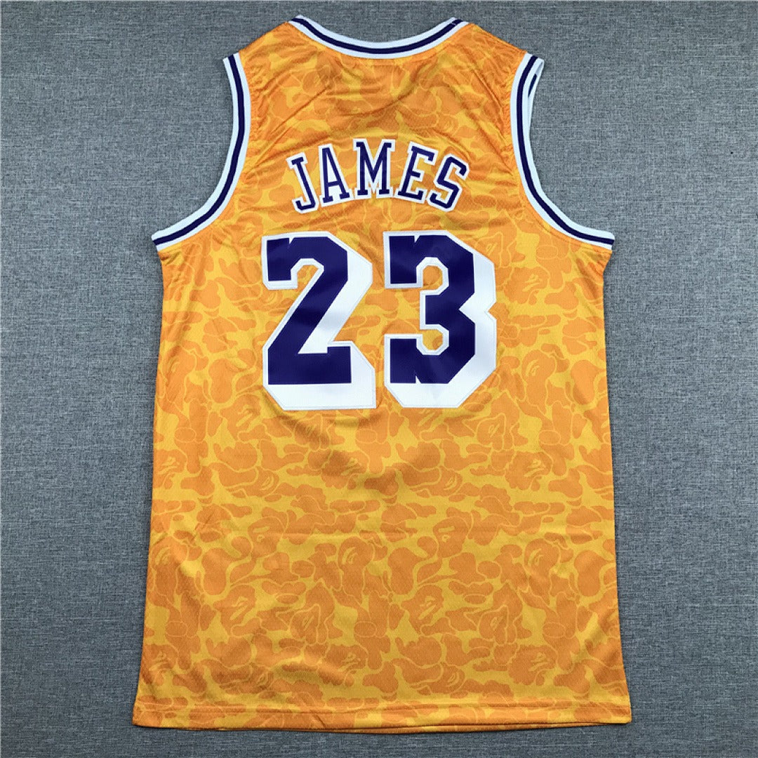 Los Angeles Lakers LeBron James #23 NBA Retro Collaboration Embroidered Jersey – Sizes S-XXXL