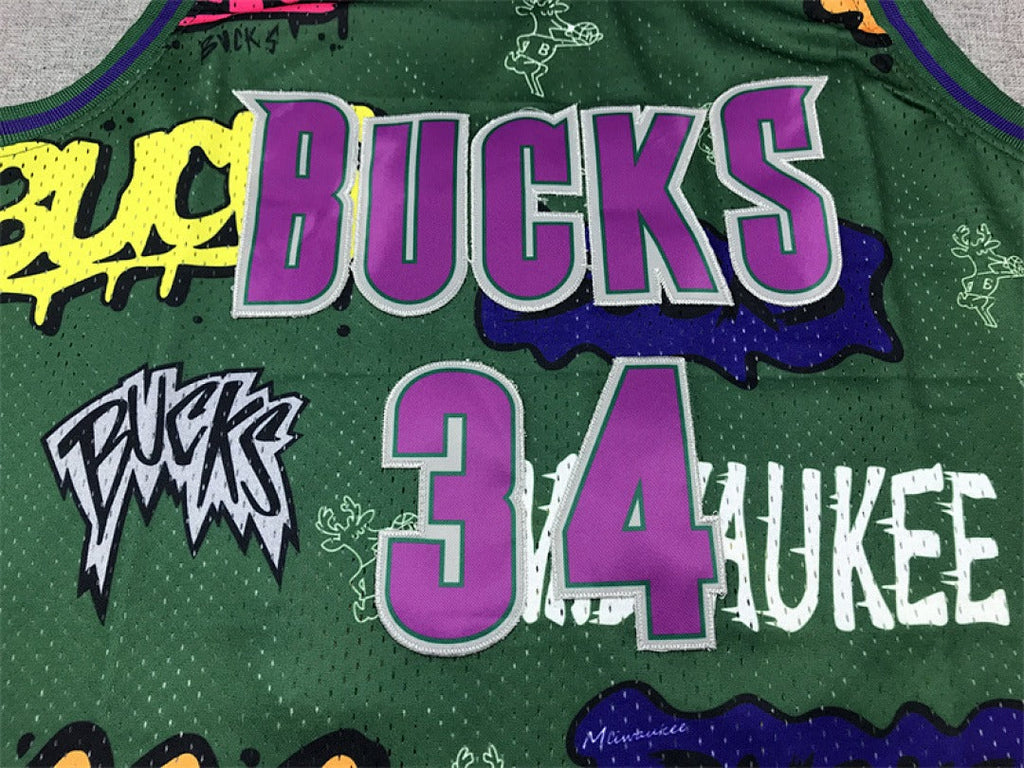 Milwaukee Bucks #34 Ray Allen Retro NBA Jersey – Sizes S–XXXL