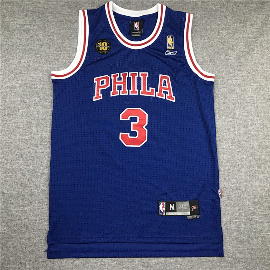 Philadelphia 76ers Allen Iverson #3 Retro 10th Anniversary Embroidered Jersey – Sizes S-XXXL