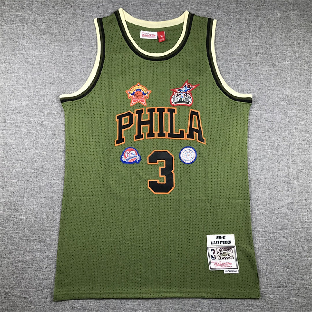 Philadelphia 76ers Allen Iverson #3 NBA Retro Embroidered Jersey – Sizes S-XXXL
